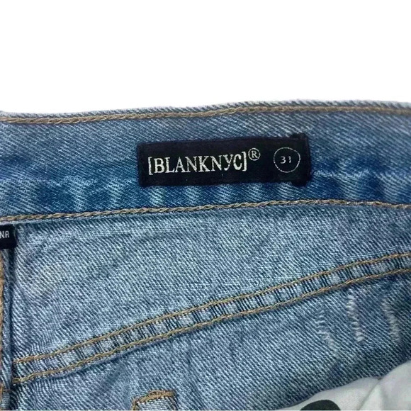 {Blank NYC} "Light Wash Distressed Denim High Rise Shorts" Button Fly No Stretch - Picture 3 of 5